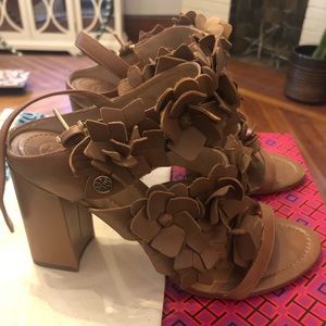 Tory burch flower block heels.